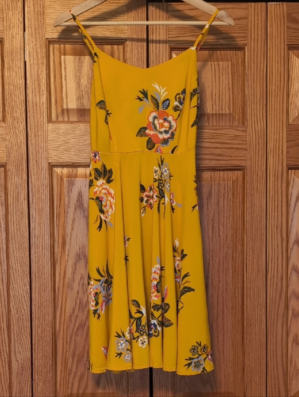 Old Navy Floral Yellow Spaghetti-Strap Midi Dress XS